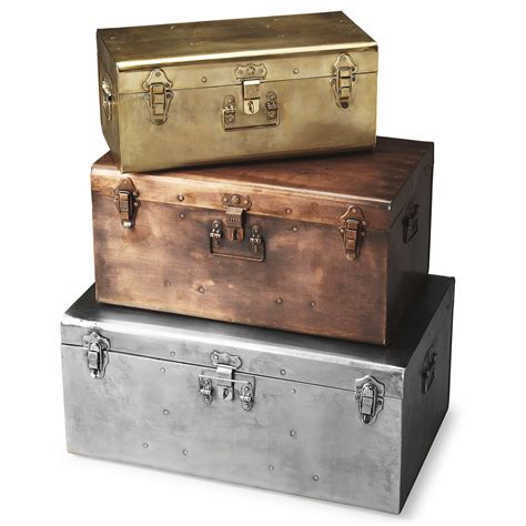 vintage metal box chest|metal storage trunk.